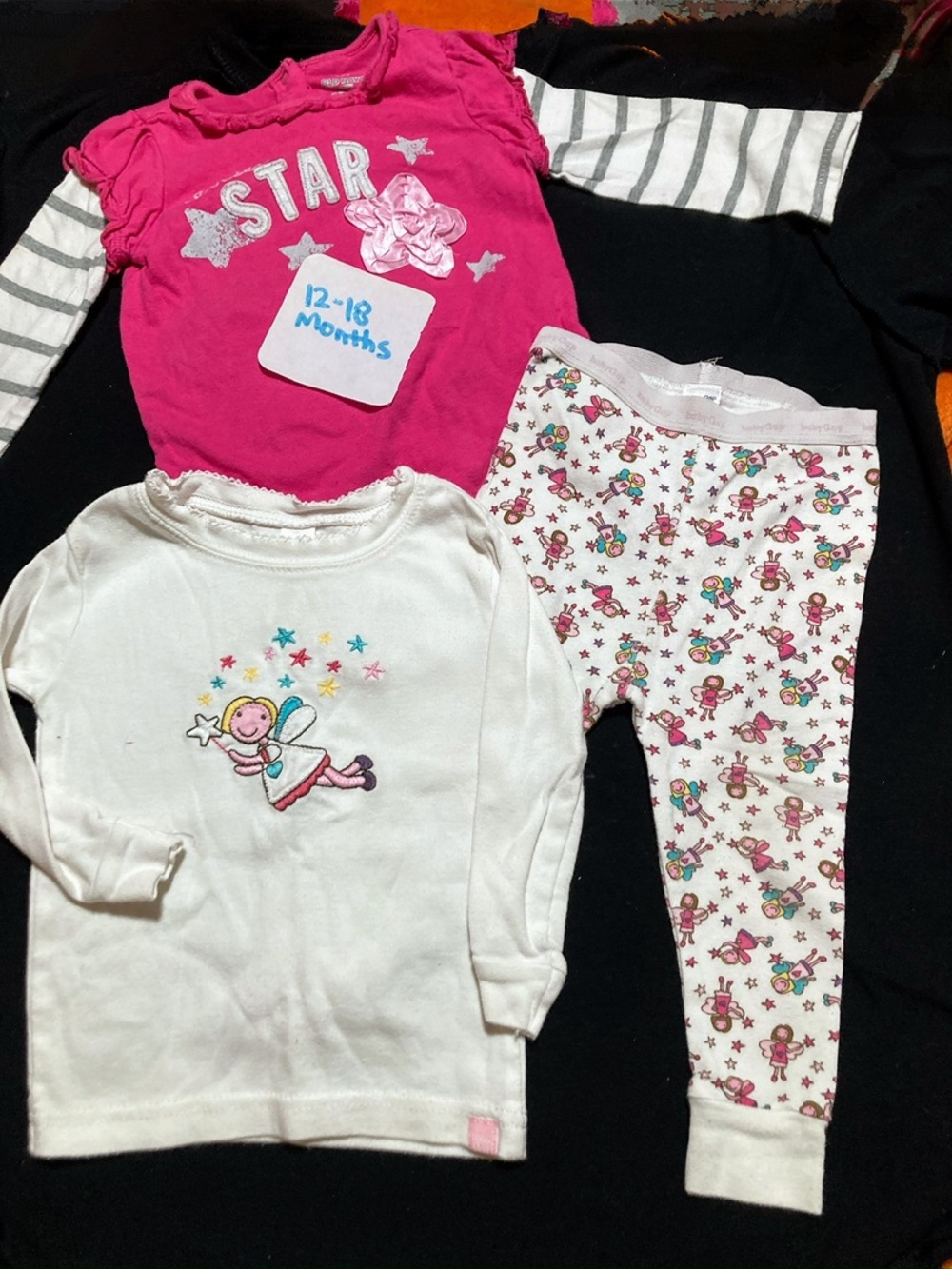 Kids Two-Piece Pajama Set - Pink & White Star Fairy Print. old navy pink onesie